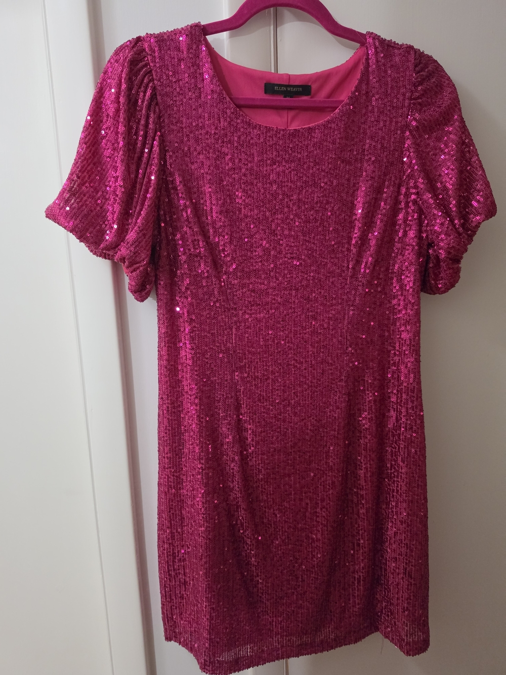 Ellen Weaver Hot Pink Sequin Mini Dress